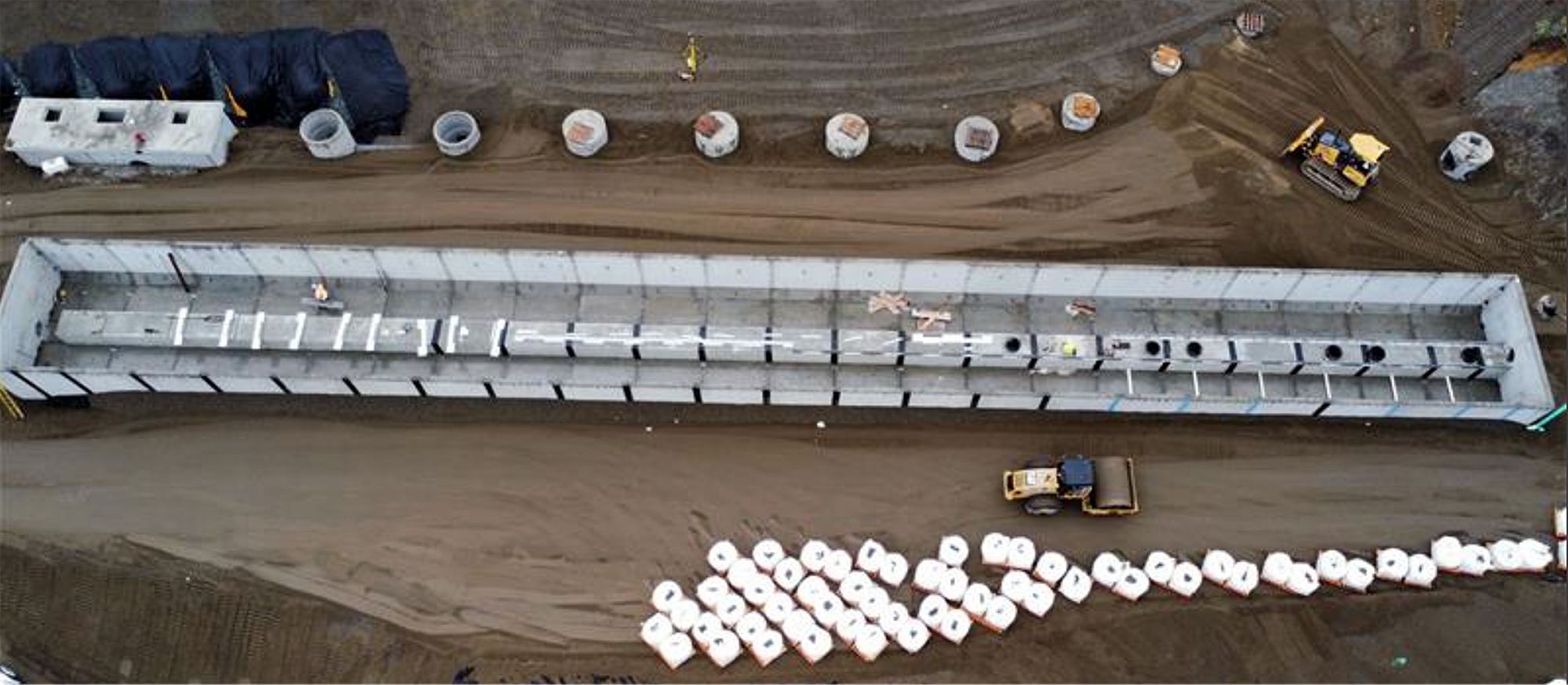 An aerial view of the BioPod sustainable stormwater system being installed at Monroe Ave, Renton, WA