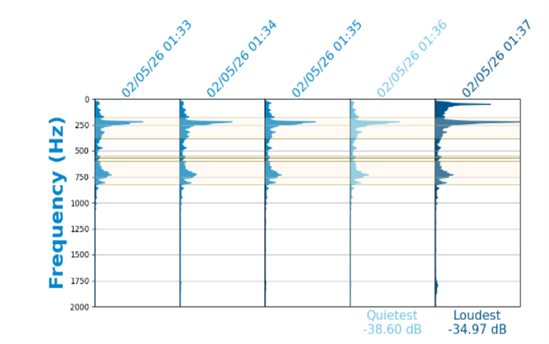 The acoustic signature of the largest leak detected by CivilSense in a Pennsylvania city as part of a water network upgrade program to build drought resilience